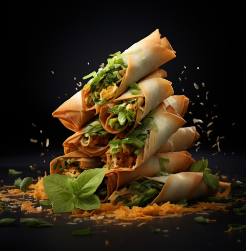 A photo of a Spring rolls, fast food advertisement stock images