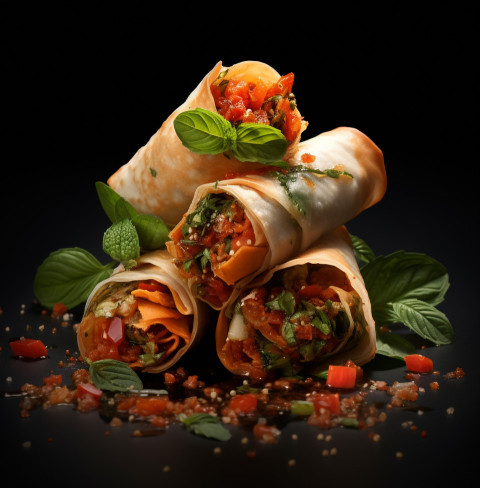 A photo of a Spring rolls, fast food advertisement stock images