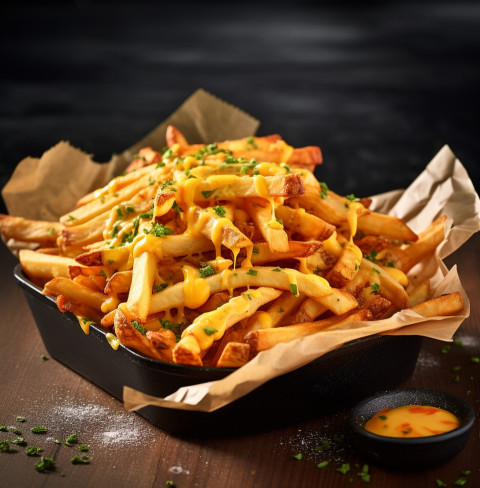 A photo of a Waffle fries, fast food advertisement stock images