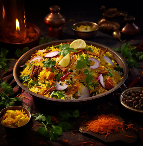 Sindhi Vegetables Biryani, biryani advertisement, biryani stock photo