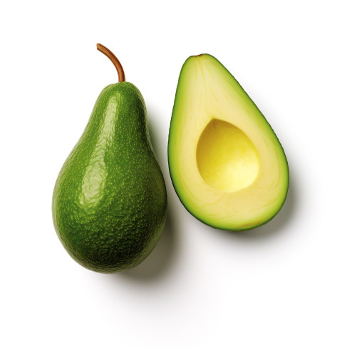 Avocado Half Cut on White Background