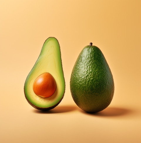 two avocados on a white background