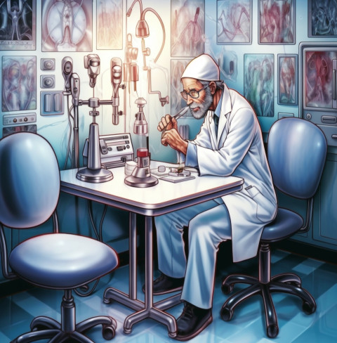 a doctor using a holographic microscope