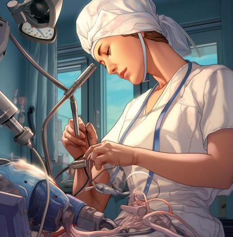 a surgeon using a robotic arm to perform a delicate operation