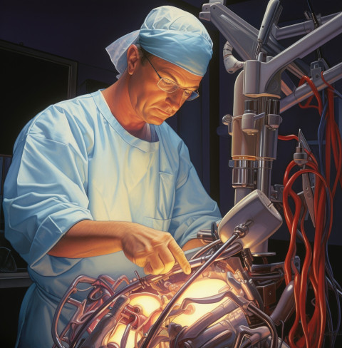 a surgeon using a robotic