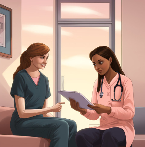 Girl Patient Receives Tablet from Doctor