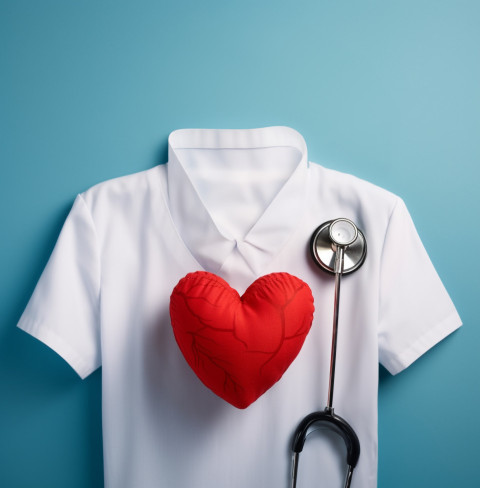 heart and stethoscope on a blue background setof