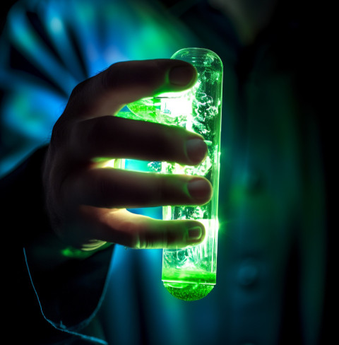 Test Tube in Scientist's Hand