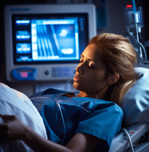 the nurse is wearing a blue scrubs and a white coat