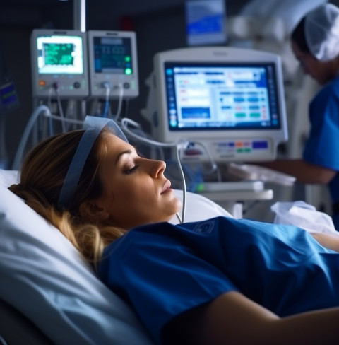 Medical Professional in Blue Scrubs