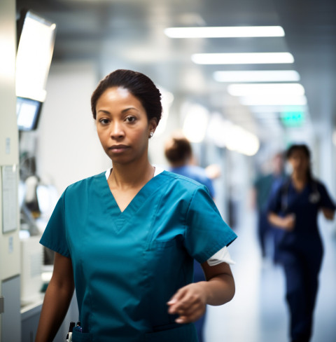 Nurse Walking Down Hallway