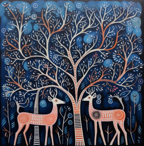 Deer painting on paper hand painted