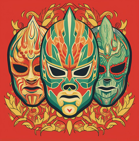 three lucha libre masks