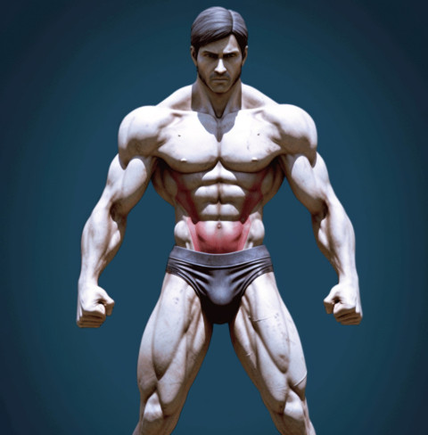 young strong body shape man for sport fitness training posing