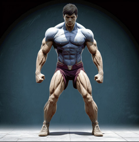 Strong Male Bodybuilder Posing in Gym