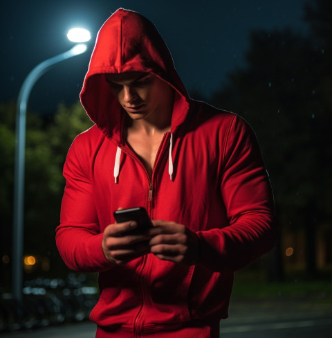 Man in Red Hoodie Doing High Intensity Interval Trainer