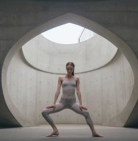 woman doing yoga pose in front