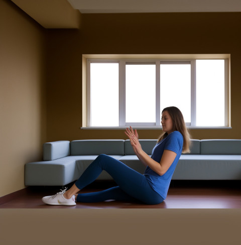 a young woman is doing a routine of arm and upper back