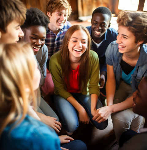 a group of students are sitting in a circle