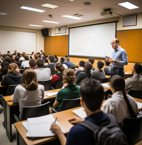 Teacher Delivers Lecture to Students