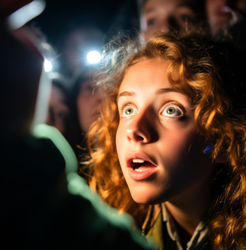 a close up of a students face