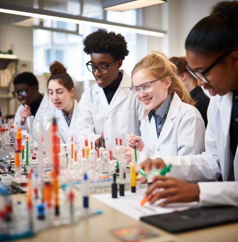 Students Cheering for Successful Experiment