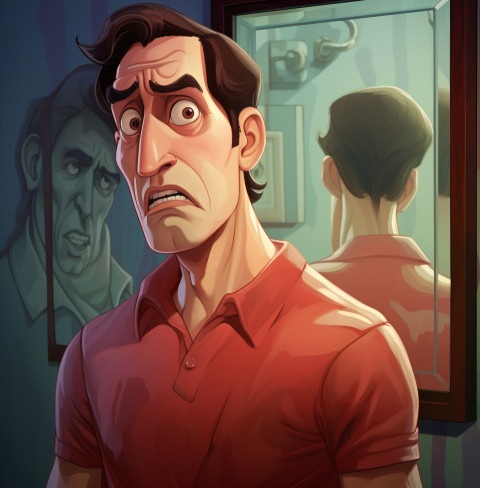 A man is standing in front of a mirror