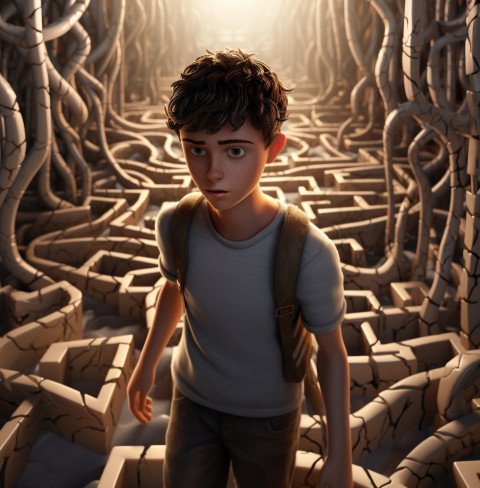 A person walking through a maze