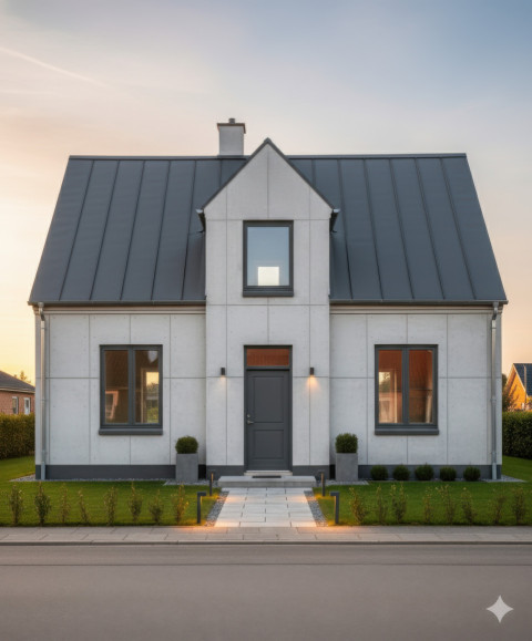 Modern minimalist house with smooth concrete