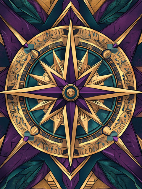 A detailed compass rose with intricate lines