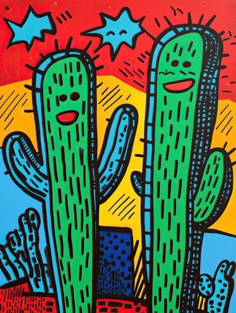 Two talking cacti have a lively conversation