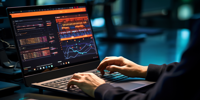 A photo of a businessman with laptop