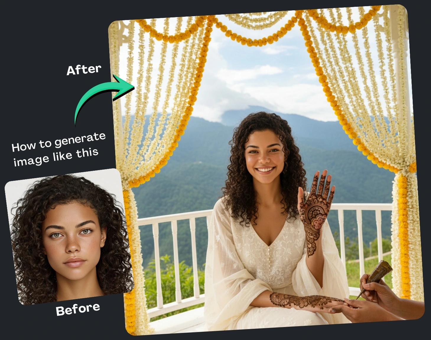 Best Indian Bride Mehndi Photoshoot Prompt with Google Gemini