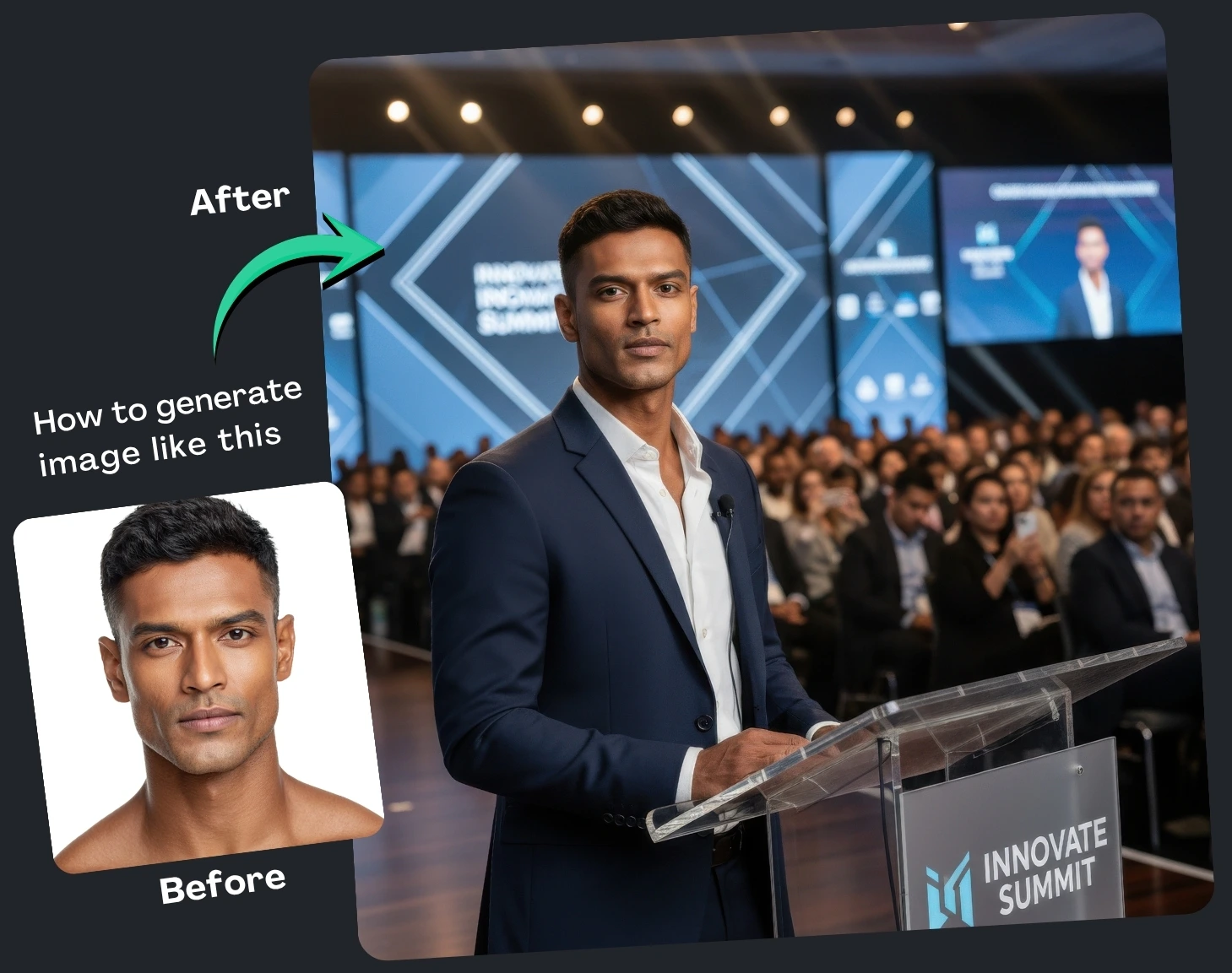 Google Gemini Image Prompt From Selfie to Business Scene