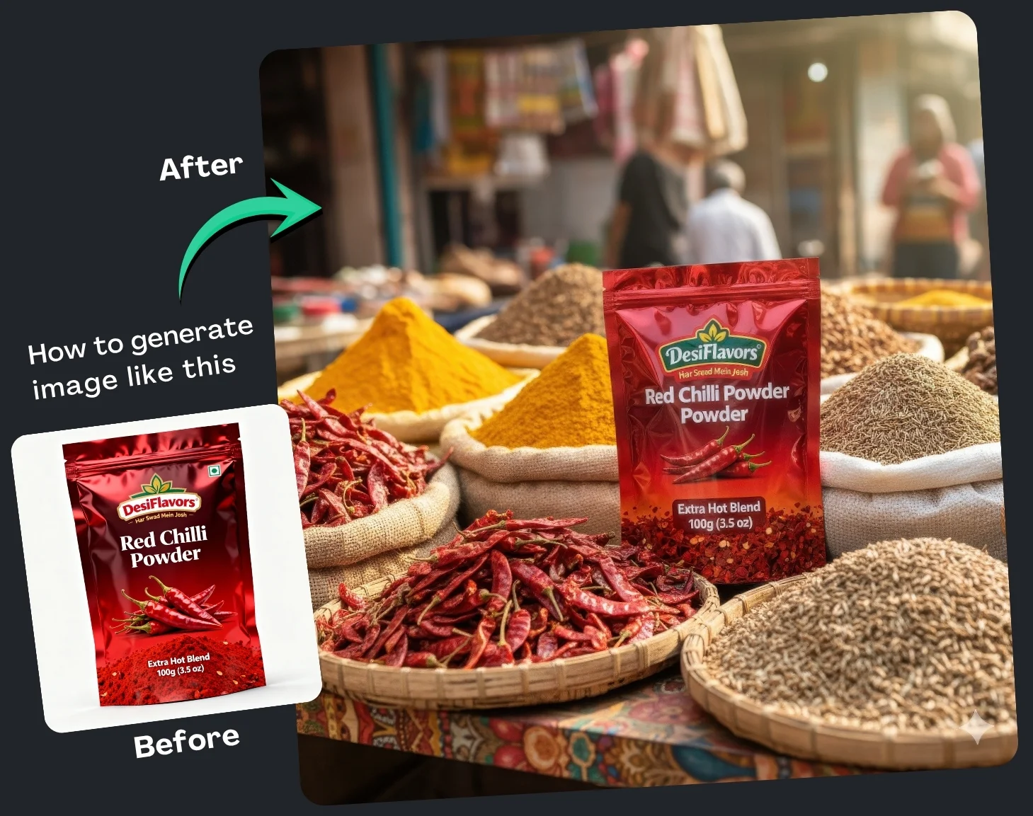 Google Gemini Prompt for Spices Powder Pouch Ads