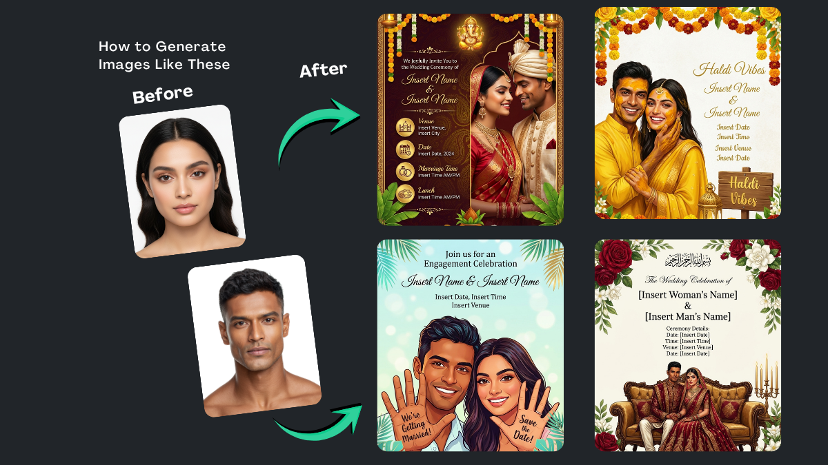 Elegant Google Gemini Wedding Invitation Cards Prompt Ideas