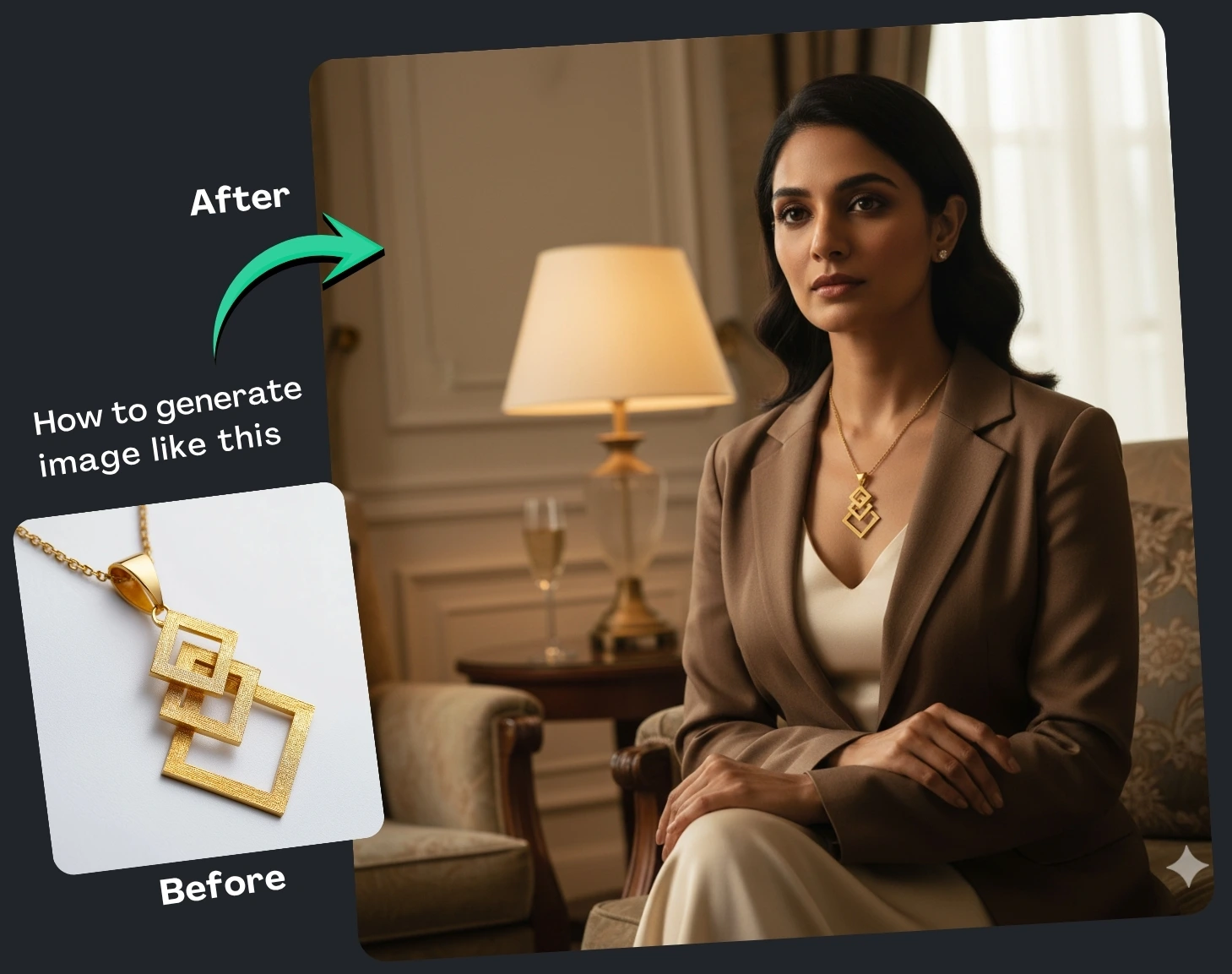 Realistic Human Wear Jewellery Shots with Google Gemini Prompt